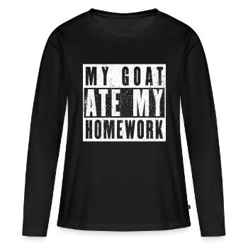 Ma chèvre a mangé mes devoirs - T-shirt manches longues Premium bio Femme - noir - Devant - Julia (174cm)