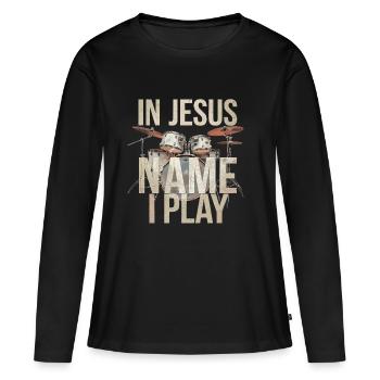 Dynamique dans le culte - T-shirt manches longues Premium bio Femme - noir - Devant - Julia (174cm)