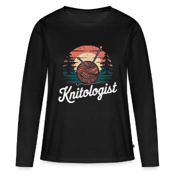 Passion pour le tricot - T-shirt manches longues Premium bio Femme - noir - Devant - Julia (174cm)