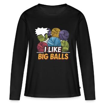 Funny inspiration for knitting fans - Women's Premium Organic Long Sleeve Shirt - black - Front - Julia (174cm)