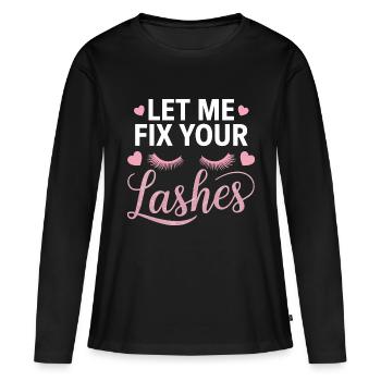 Précision pour des cils parfaits - T-shirt manches longues Premium bio Femme - noir - Devant - Julia (174cm)