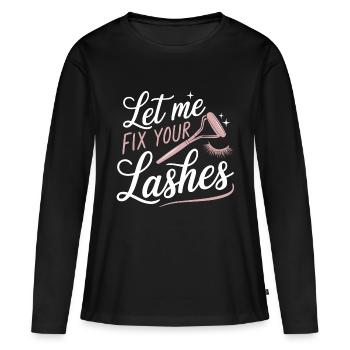 Précision pour des cils parfaits - T-shirt manches longues Premium bio Femme - noir - Devant - Julia (174cm)