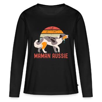 Maman berger australien aussie - T-shirt manches longues Premium bio Femme - noir - Devant - Julia (174cm)