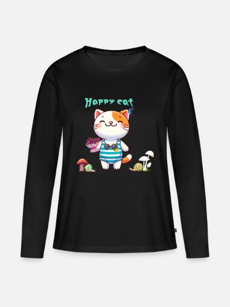 Chat mignon - T-shirt manches longues Premium bio Femme - noir