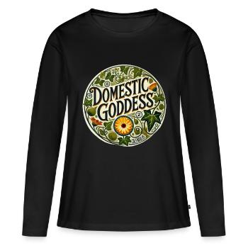 Déesse domestique - T-shirt manches longues Premium bio Femme - noir - Devant - Julia (174cm)