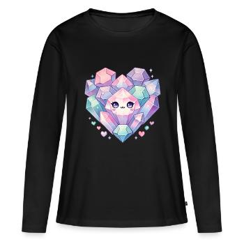 Cristaux - T-shirt manches longues Premium bio Femme - noir - Devant - Julia (174cm)