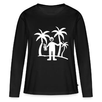 Palmiers Vacancier Icône de la fête - T-shirt manches longues Premium bio Femme - noir - Devant - Julia (174cm)