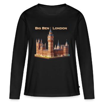 Big Ben Londres - T-shirt manches longues Premium bio Femme - noir - Devant - Julia (174cm)
