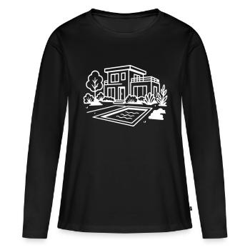 Maison Villa Maison de vacances - T-shirt manches longues Premium bio Femme - noir - Devant - Julia (174cm)