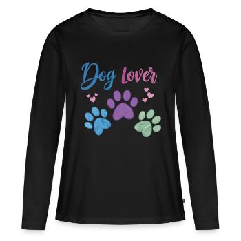 Hundeliebhaber - Hundepfote - Frauen Premium Bio Langarmshirt - Schwarz - Vorne - Julia (174cm)