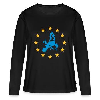 Europa - Europäische Union (EU) - Frauen Premium Bio Langarmshirt - Schwarz - Vorne - Julia (174cm)