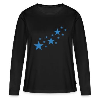 Star, les étoiles - T-shirt manches longues Premium bio Femme - noir - Devant - Julia (174cm)