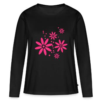 Fleur, Printemps, Été, papillon, Ranke - T-shirt manches longues Premium bio Femme - noir - Devant - Julia (174cm)
