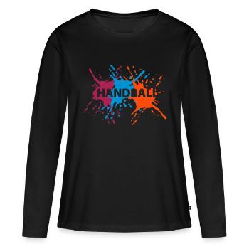 3 Splash Handball - T-shirt manches longues Premium bio Femme - noir - Devant - Julia (174cm)