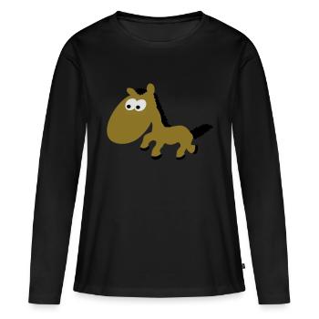 Pony équitation Rider - T-shirt manches longues Premium bio Femme - noir - Devant - Julia (174cm)
