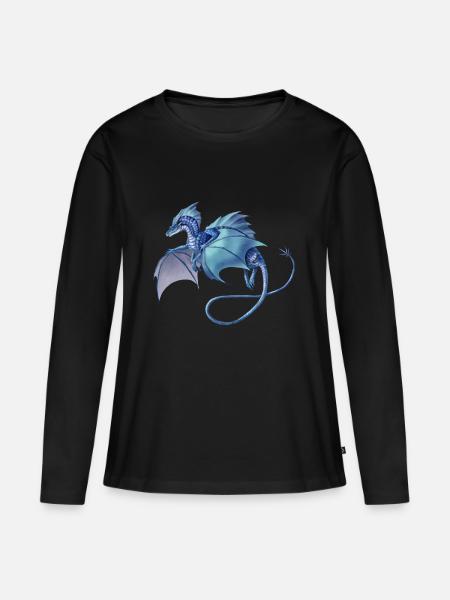Blauer Drache - Frauen Premium Bio Langarmshirt - Schwarz