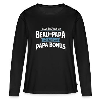 Papa bonus cadeau - T-shirt manches longues Premium bio Femme - noir - Devant - Julia (174cm)
