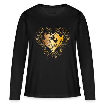 heart yellow - Frauen Premium Bio Langarmshirt - Schwarz - Vorne - Julia (174cm)