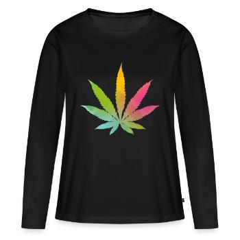 cannabis - T-shirt manches longues Premium bio Femme - noir - Devant - Julia (174cm)