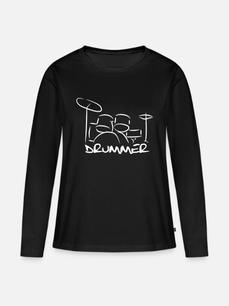 Drummer Schlagzeug Shirt Geschenk - Frauen Premium Bio Langarmshirt - Schwarz