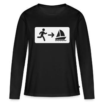 navigation à voile - T-shirt manches longues Premium bio Femme - noir - Devant - Julia (174cm)