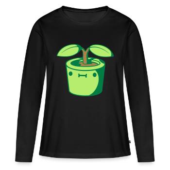 Doux petit pot de fleurs - T-shirt manches longues Premium bio Femme - noir - Devant - Julia (174cm)