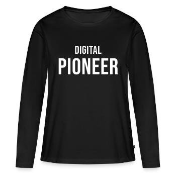 Pionnier du numérique - T-shirt manches longues Premium bio Femme - noir - Devant - Julia (174cm)