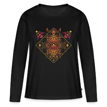 PSYCHEDELIQUE - T-shirt manches longues Premium bio Femme - noir - Devant - Julia (174cm)