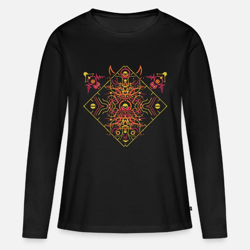 PSYCHEDELISCH - Frauen Premium Bio Langarmshirt - Schwarz