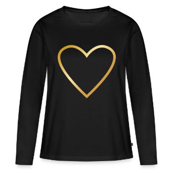 Cœur Or - T-shirt manches longues Premium bio Femme - noir - Devant - Julia (174cm)