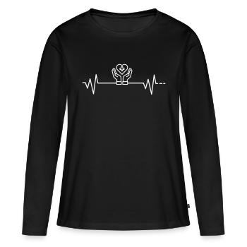 Santé cardiaque Croix de la santé - T-shirt manches longues Premium bio Femme - noir - Devant - Julia (174cm)