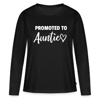 Promoted To Auntie - Auntie Newborn Gift - Women's Premium Organic Long Sleeve Shirt - black - Front - Julia (174cm)