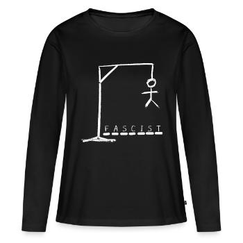 Jeu du pendu antifasciste - T-shirt manches longues Premium bio Femme - noir - Devant - Julia (174cm)