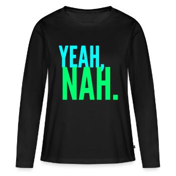 ja nein, Teenager Meme, sarkastisches Zitat - Frauen Premium Bio Langarmshirt - Schwarz - Vorne - Julia (174cm)