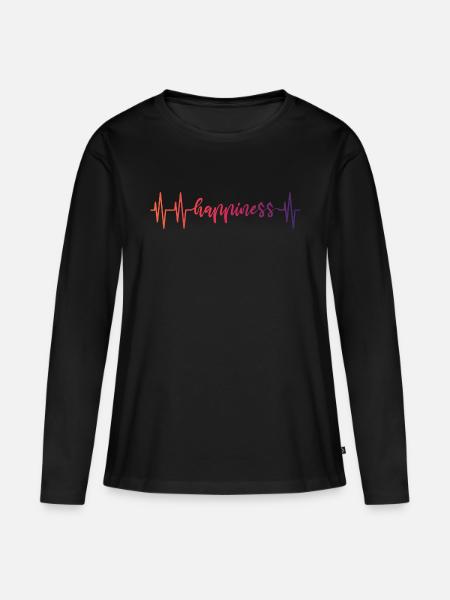 HEARTBEAT HAPPINESS GRADIENT RED DARK - Frauen Premium Bio Langarmshirt - Schwarz