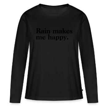 La pluie me rend heureux - Citations de pluie - T-shirt manches longues Premium bio Femme - noir - Devant - Julia (174cm)