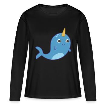 Narval - T-shirt manches longues Premium bio Femme - noir - Devant - Julia (174cm)