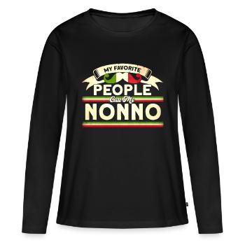 Opa Großvater Vintage Großvater - Frauen Premium Bio Langarmshirt - Schwarz - Vorne - Julia (174cm)