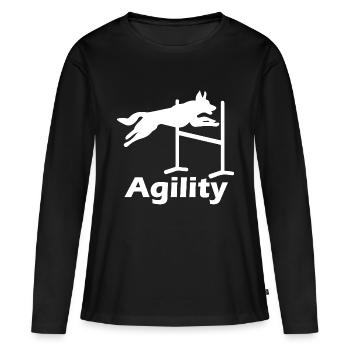 Agilité de chien de chien - T-shirt manches longues Premium bio Femme - noir - Devant - Julia (174cm)