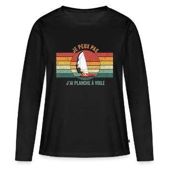 Je peux pas, j'ai planche à voile - T-shirt manches longues Premium bio Femme - noir - Devant - Julia (174cm)