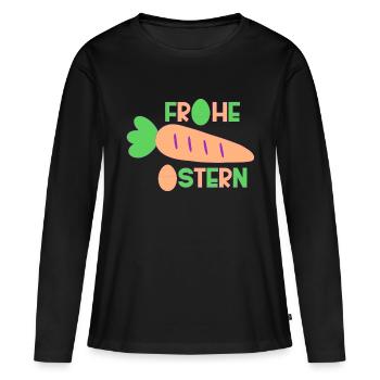 Frohe Ostern - Frauen Premium Bio Langarmshirt - Schwarz - Vorne - Julia (174cm)