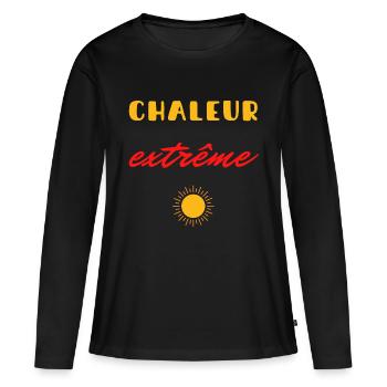 CHALEUR EXTRÊME SOLEIL ÉTÉ - T-shirt manches longues Premium bio Femme - noir - Devant - Julia (174cm)