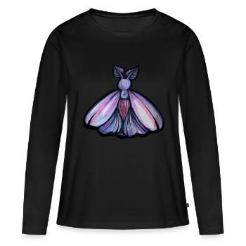 Papillon de nuit pourpre - T-shirt manches longues Premium bio Femme - noir - Devant - Julia (174cm)