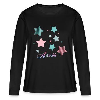 Adorable. - T-shirt manches longues Premium bio Femme - noir - Devant - Julia (174cm)
