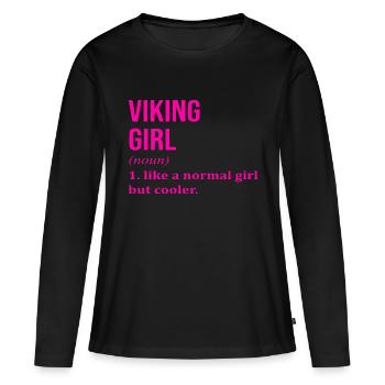 Symbole viking disant l’humour de la fille viking - T-shirt manches longues Premium bio Femme - noir - Devant - Julia (174cm)