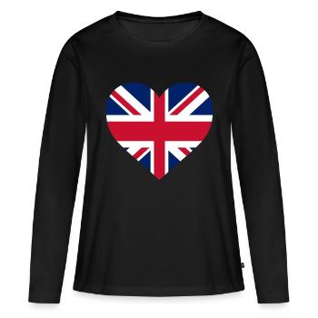 Großbritannien Herz - Frauen Premium Bio Langarmshirt - Schwarz - Vorne - Julia (174cm)