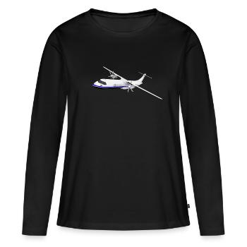 Jet d’affaires, avion commercial - T-shirt manches longues Premium bio Femme - noir - Devant - Julia (174cm)