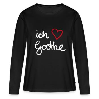 Ich liebe Goethe - Frauen Premium Bio Langarmshirt - Schwarz - Vorne - Julia (174cm)