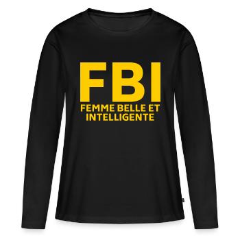 fbi femme belle et intelligente - T-shirt manches longues Premium bio Femme - noir - Devant - Julia (174cm)