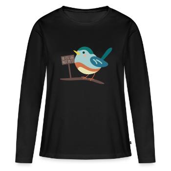 Dicker Vogel - Frauen Premium Bio Langarmshirt - Schwarz - Vorne - Julia (174cm)